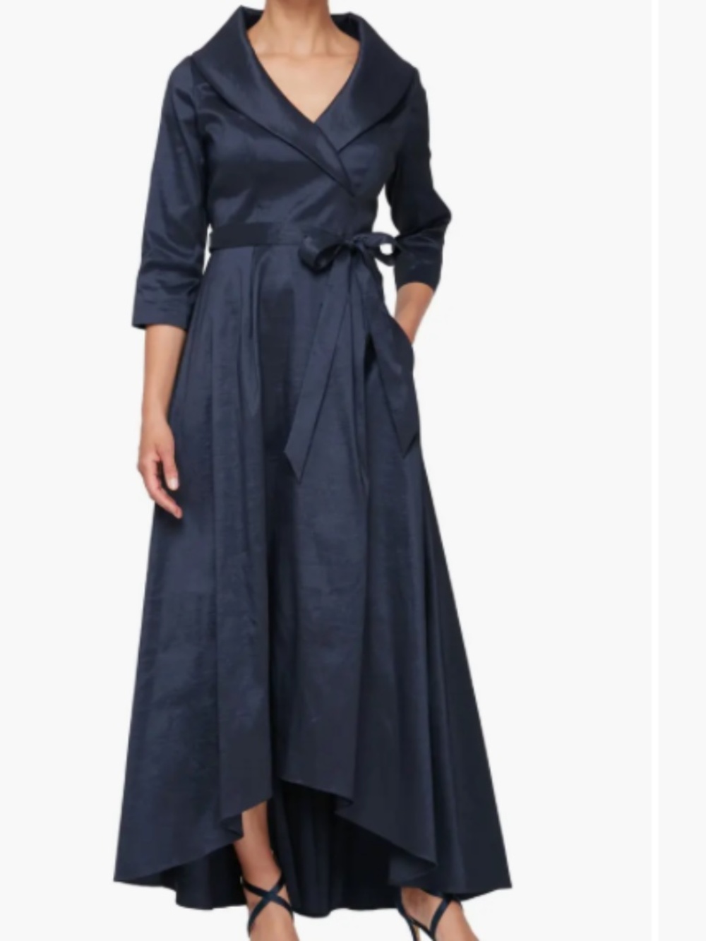 Alex Evenings Woman 3/4 Sleeve Collar Faux Wrap Dress Size: 12